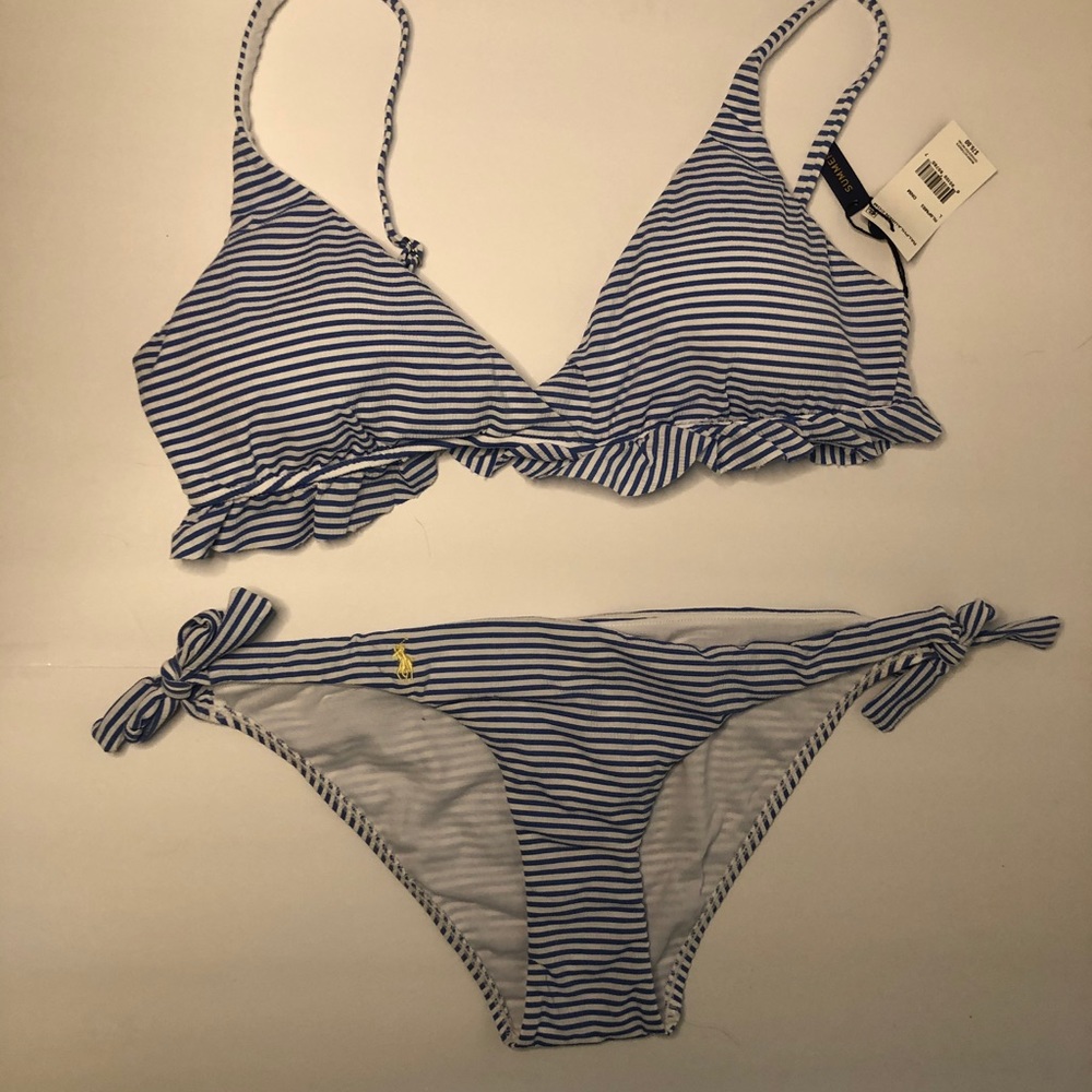 Large Striped White and Blue Ralph Lauren Bikini